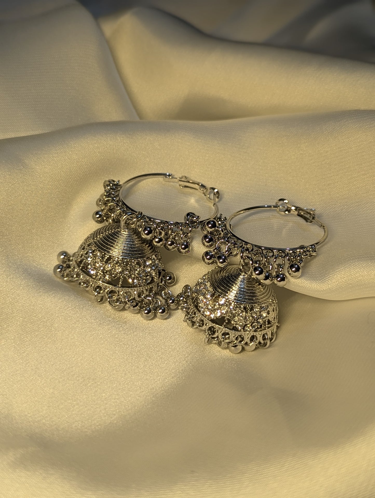 Silver Hoop Jhumkas
