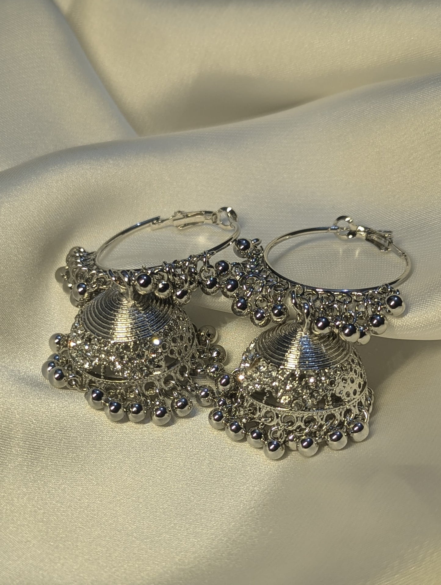 Silver Hoop Jhumkas