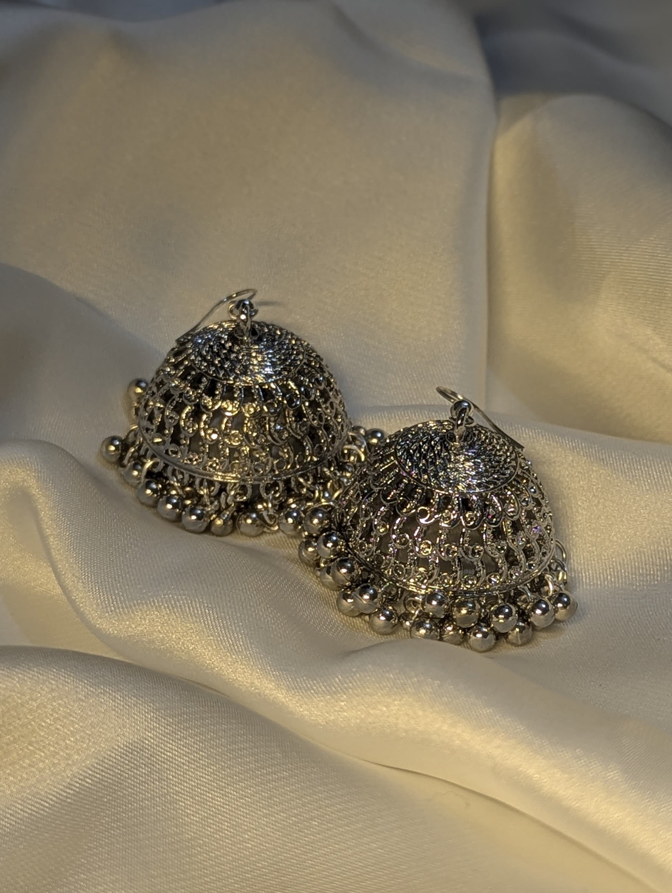 Silver Dome Jhumkas