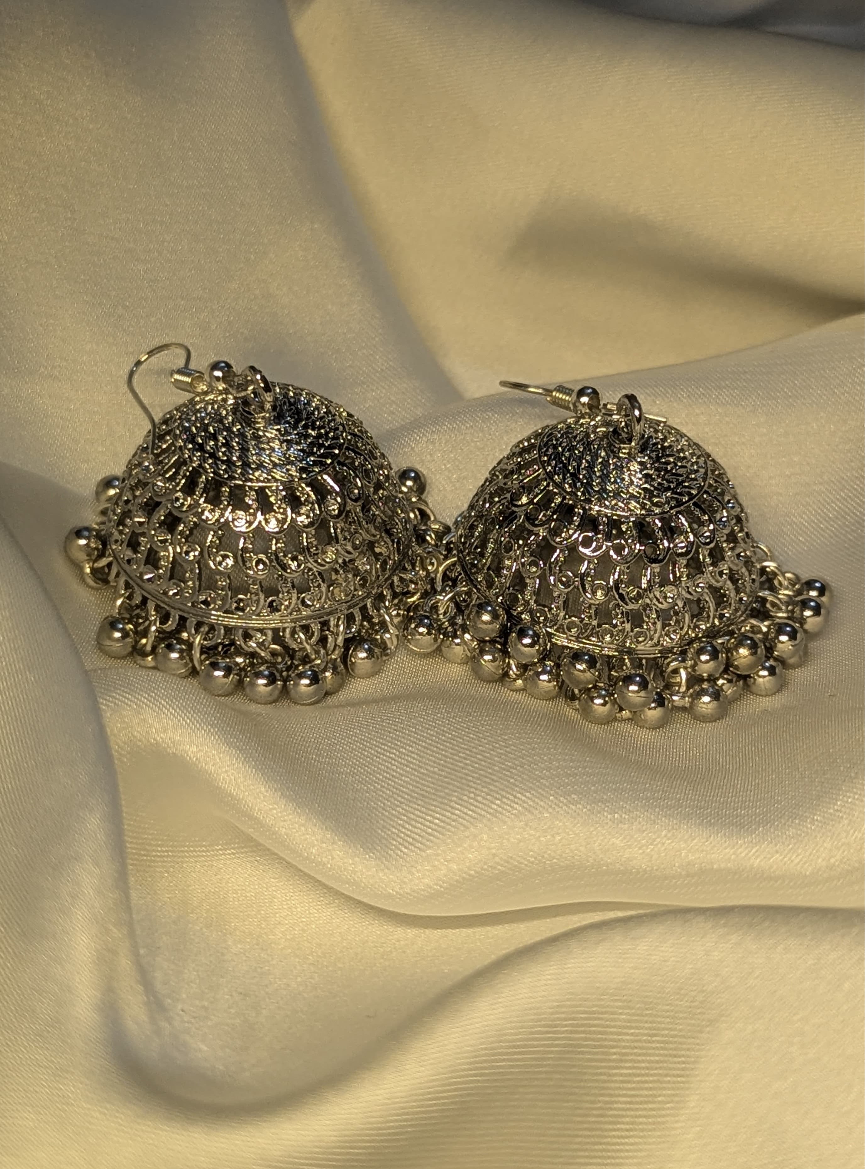 Silver Dome Jhumkas