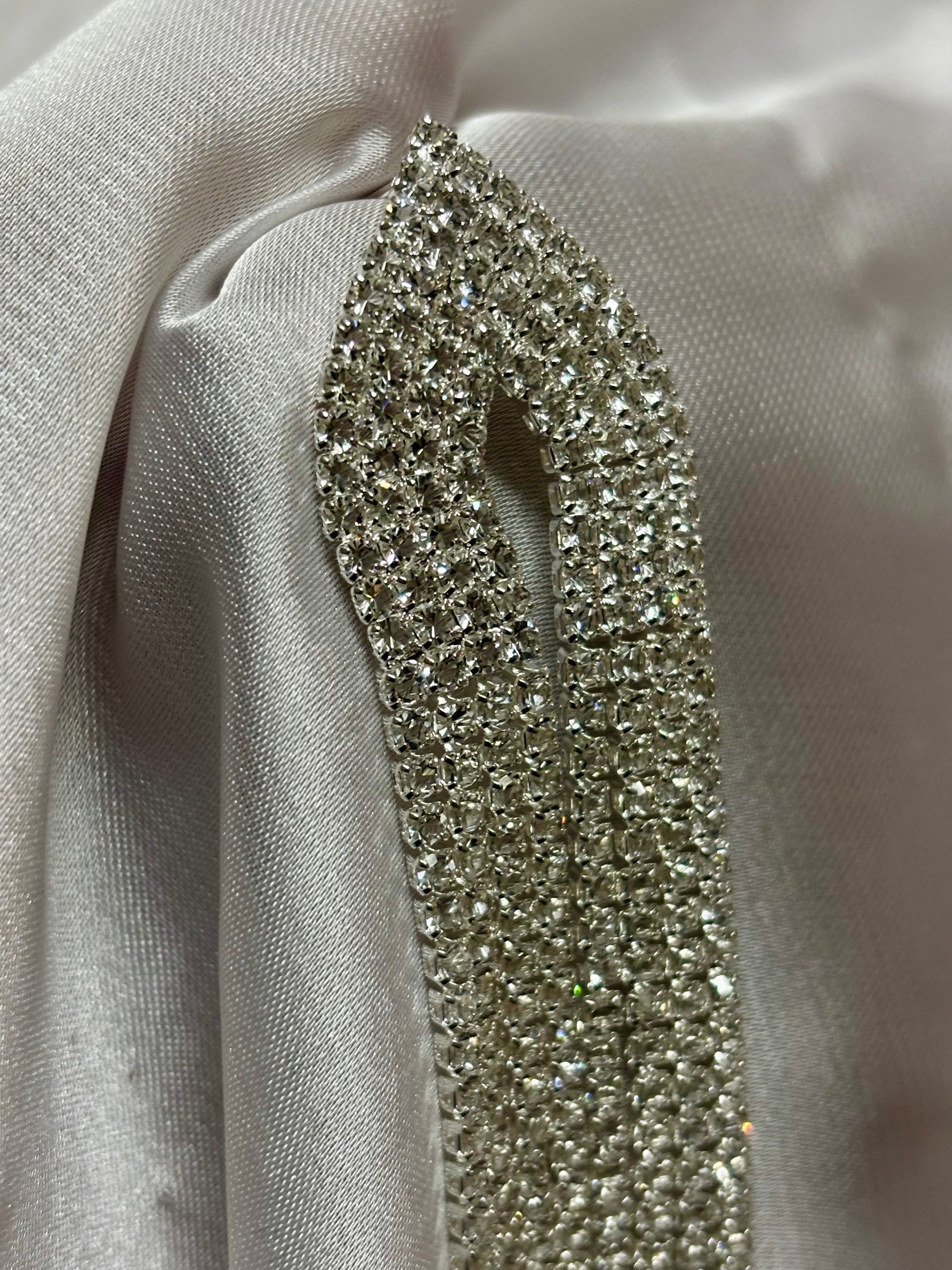 Silver Crystal Tassel Earrings