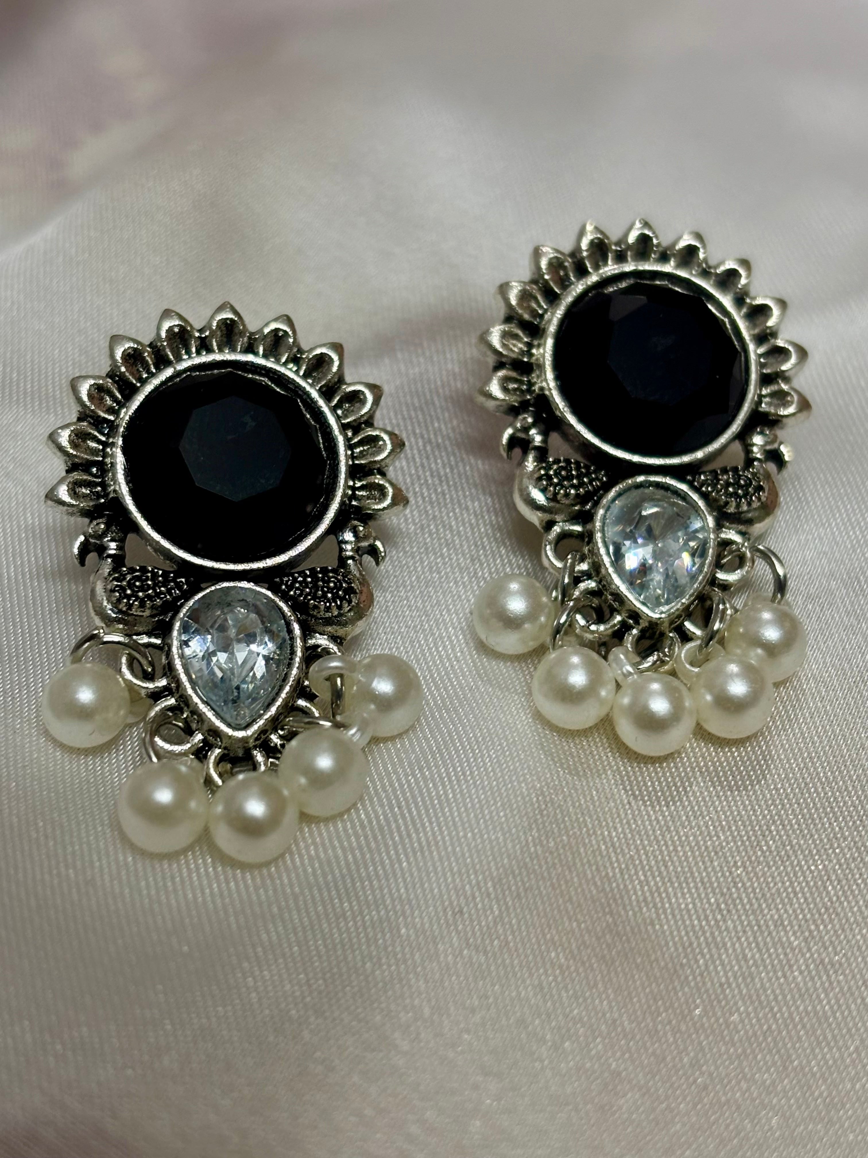 Onyx Pearl Drop Earrings