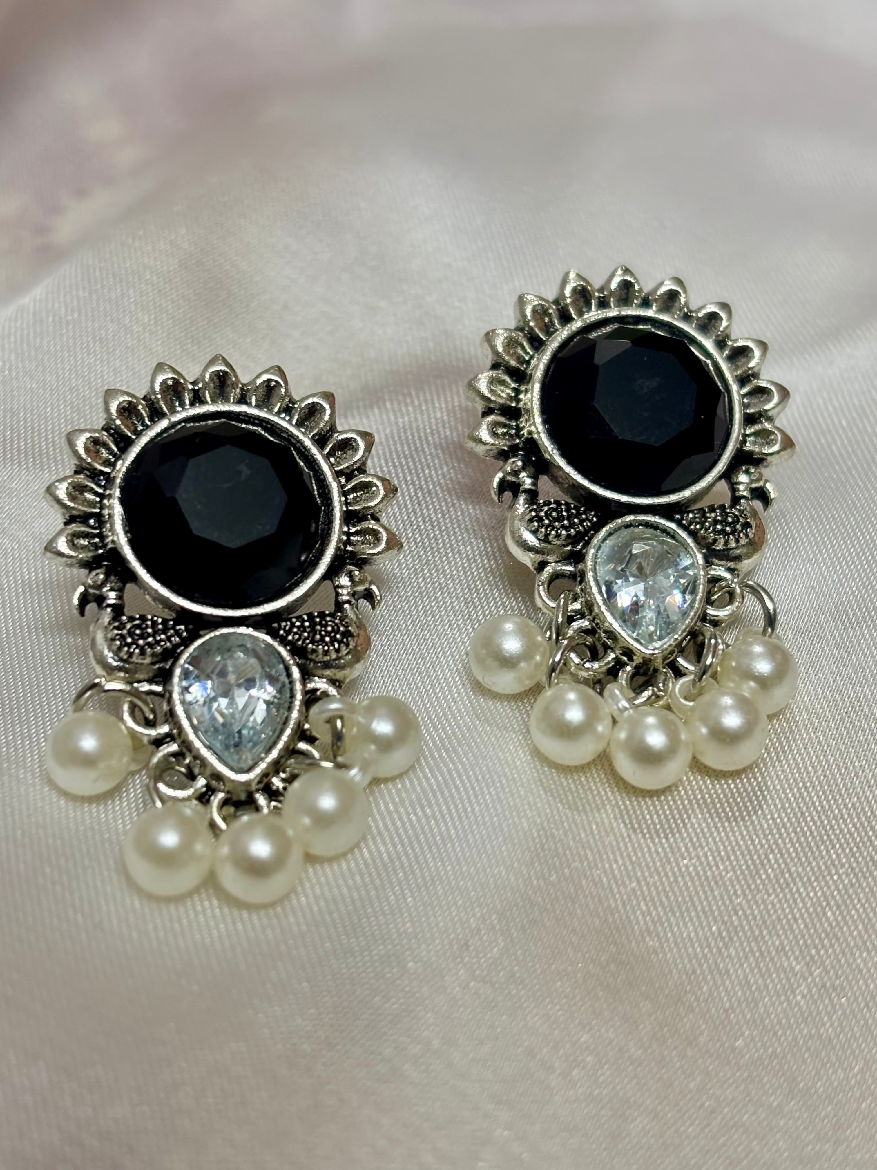 Onyx Pearl Drop Earrings