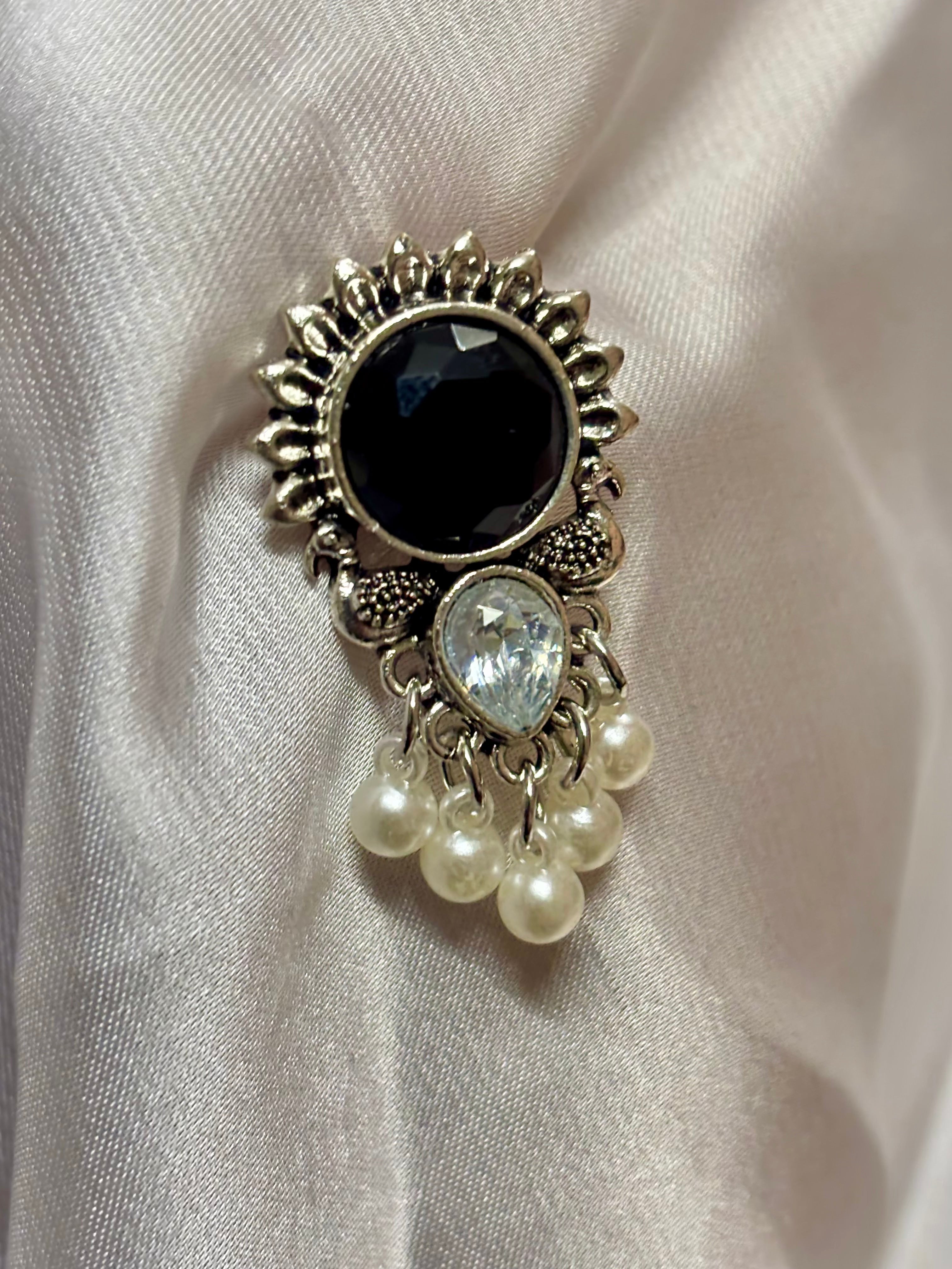 Onyx Pearl Drop Earrings
