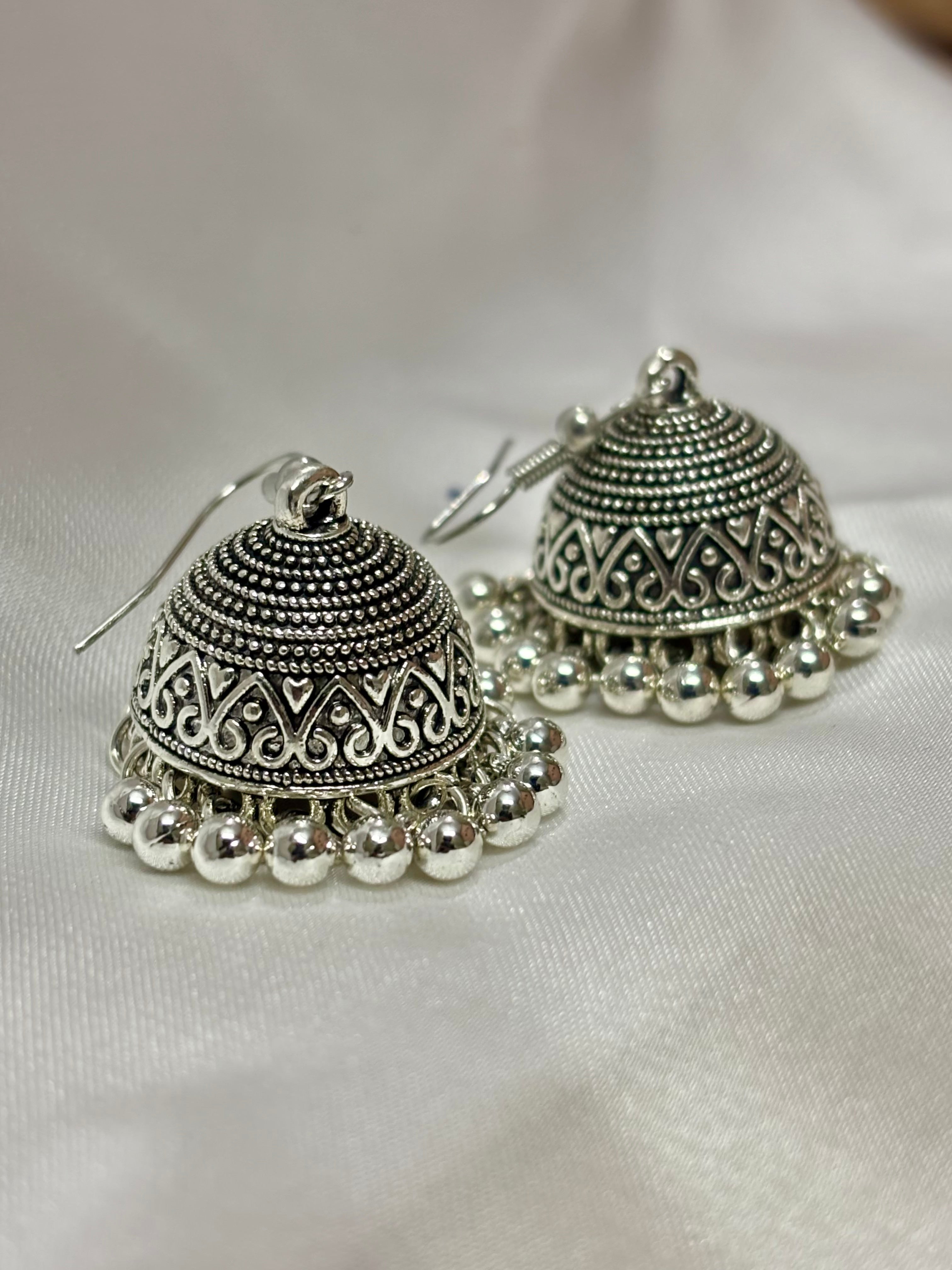 Silver Dome Jhumkas