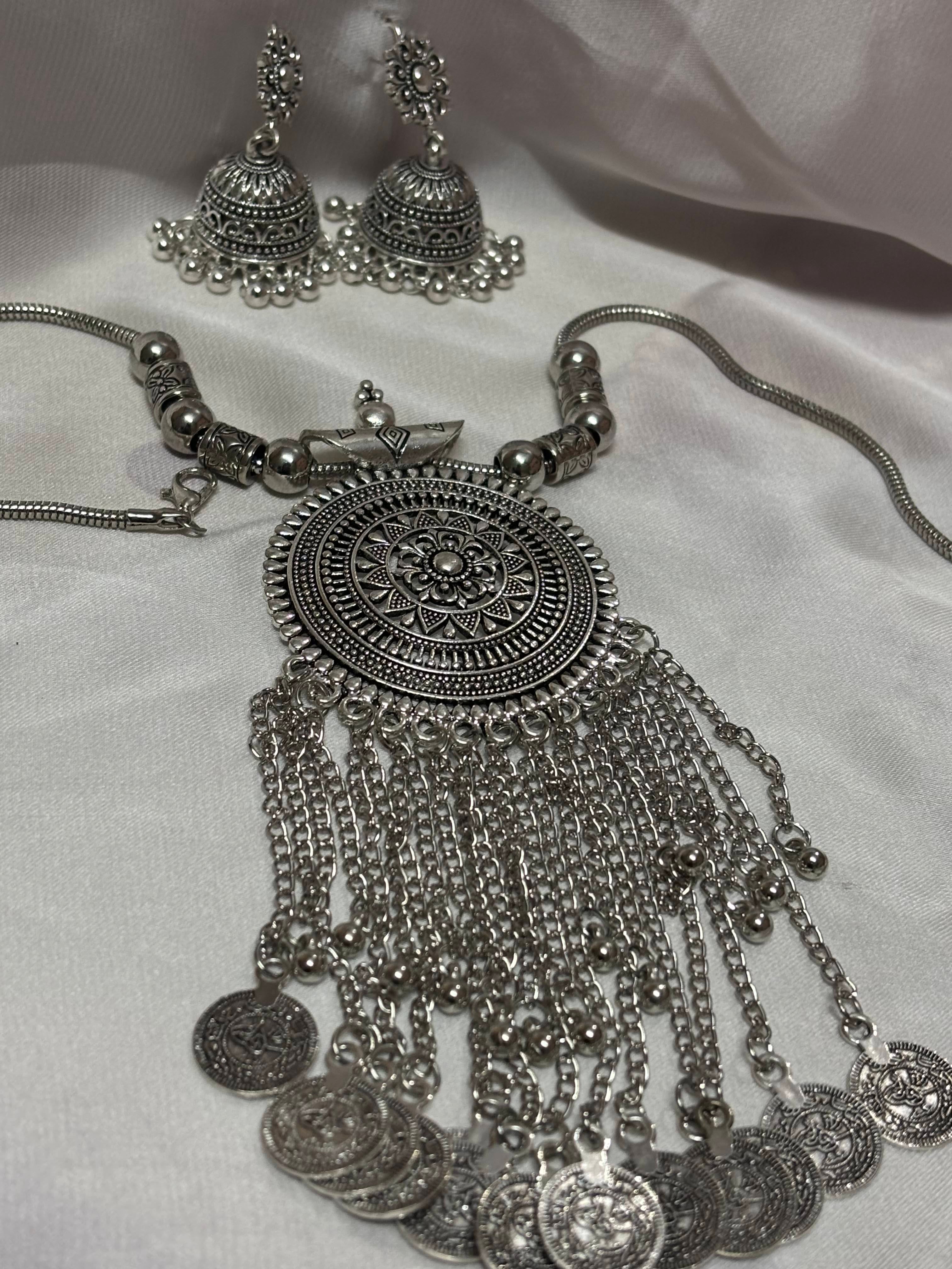 Oxidized Tribal Coin Jewelry Set