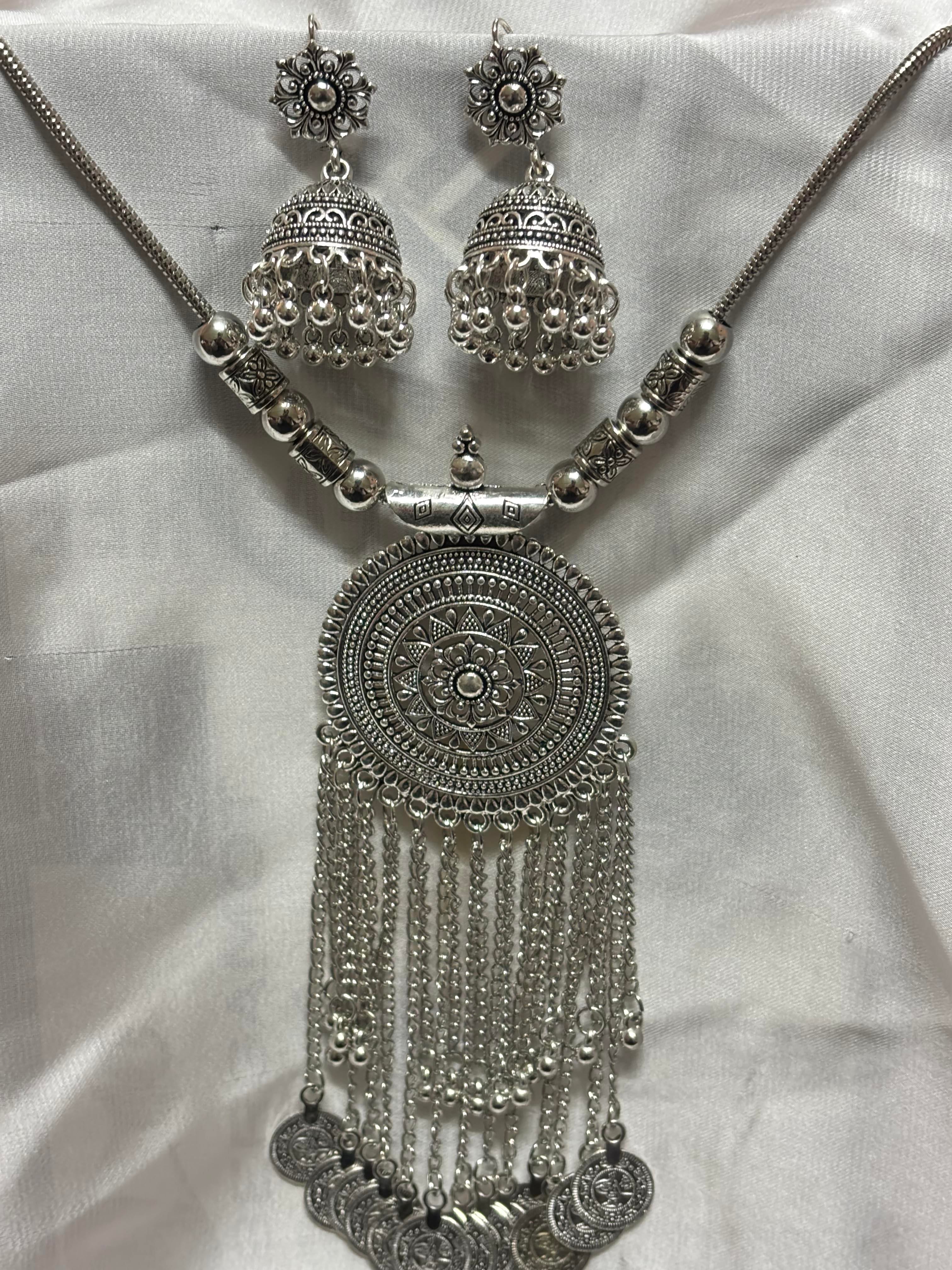 Oxidized Tribal Coin Jewelry Set