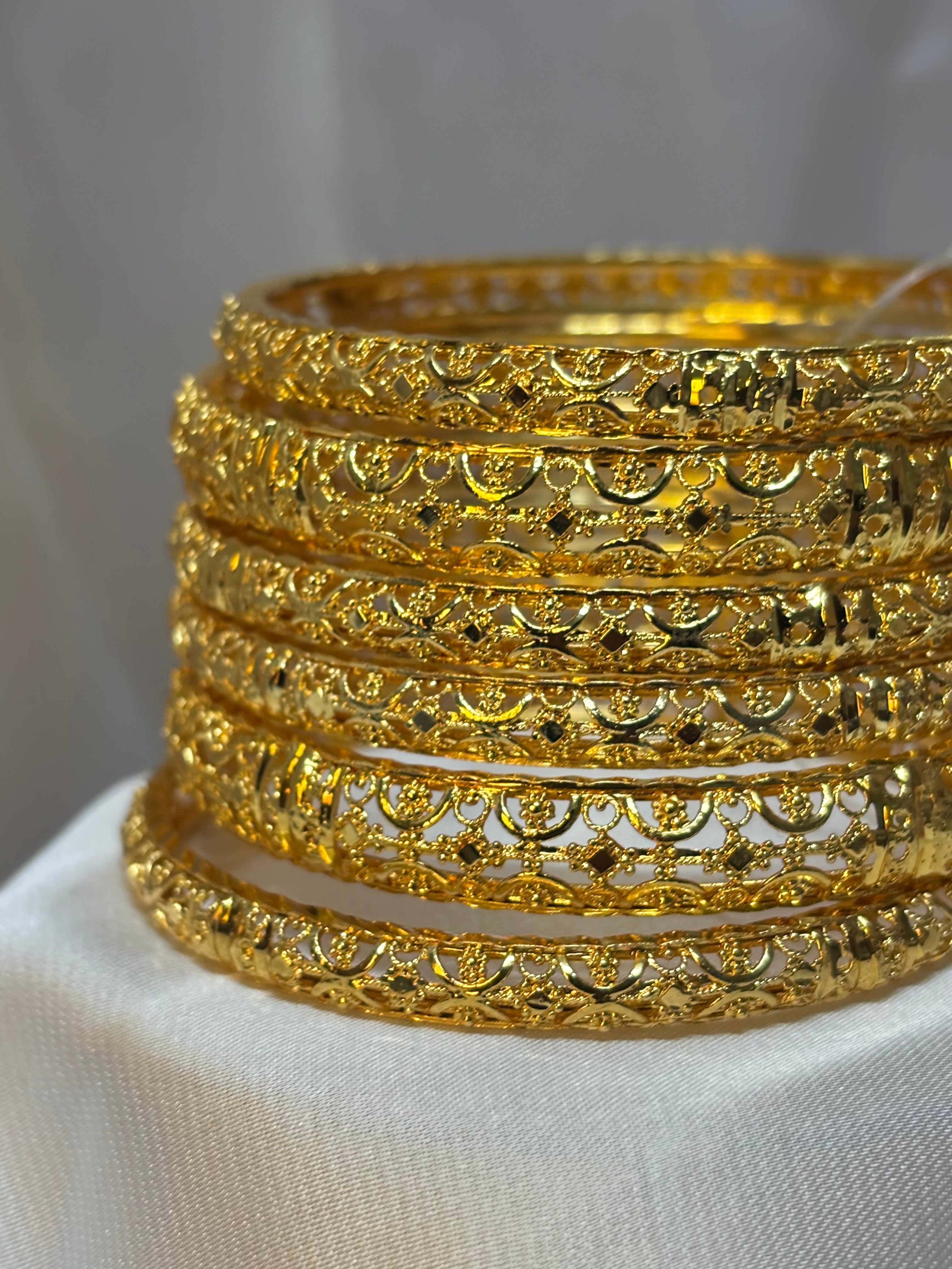 Golden Filigree Bangle Set