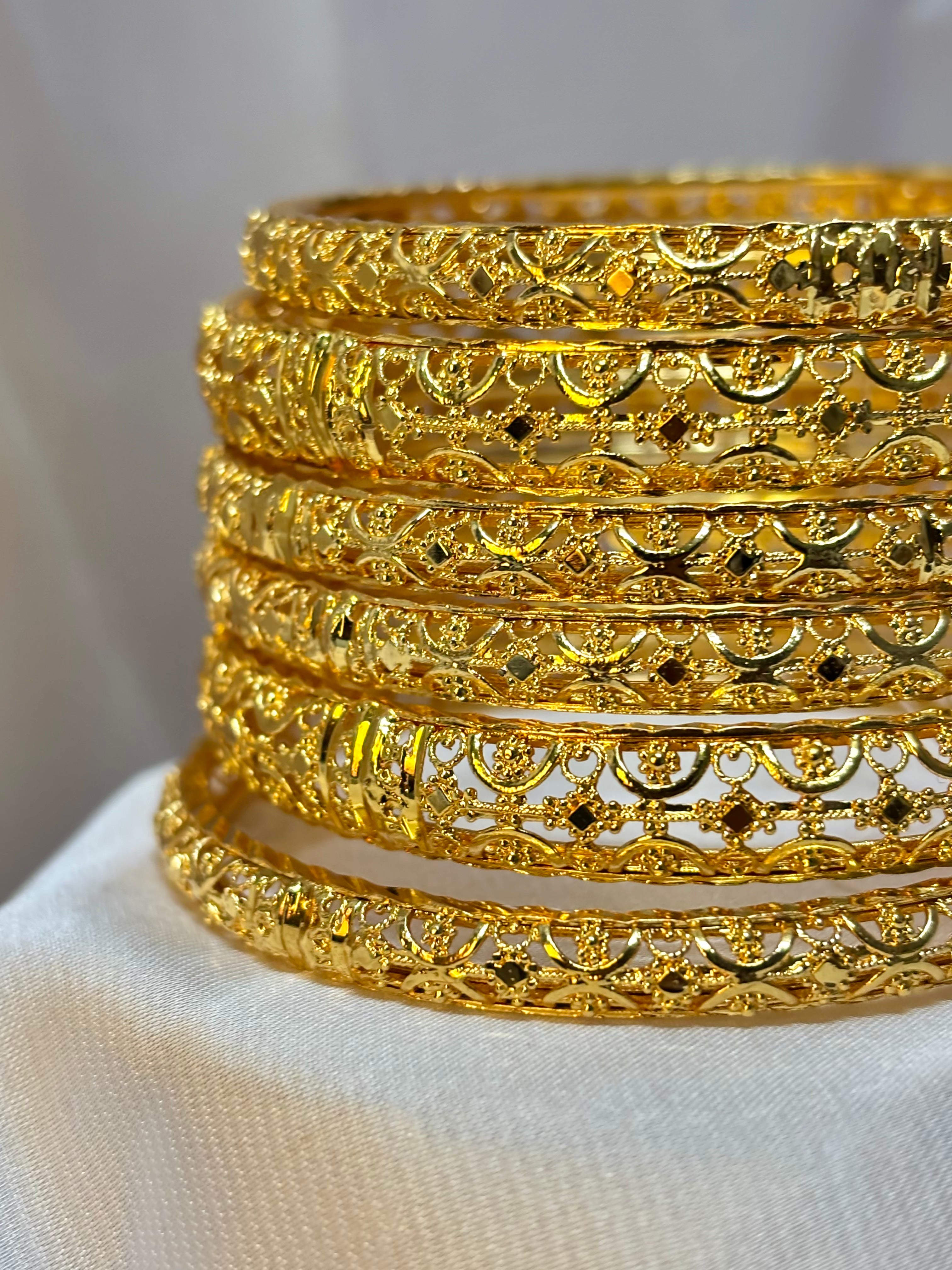 Golden Filigree Bangle Set