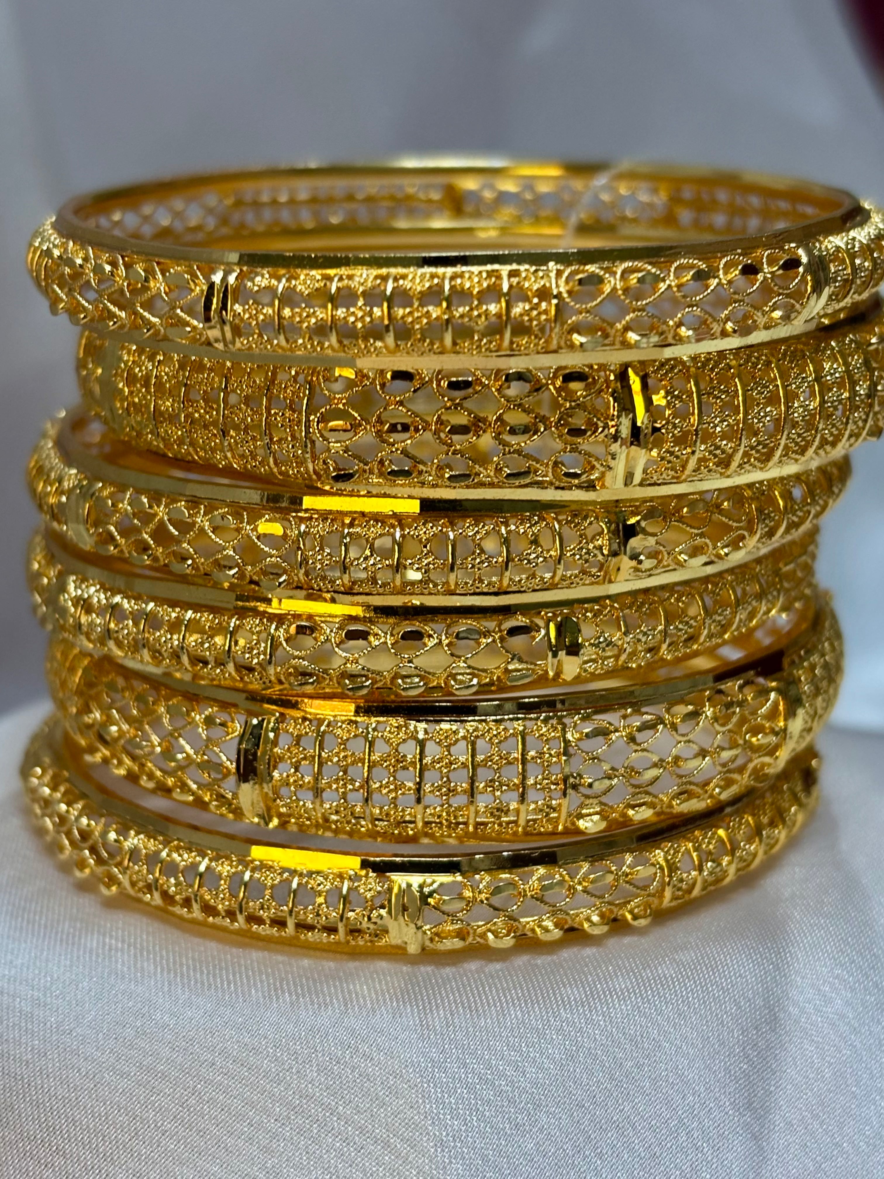 Golden Filigree Bangle Set