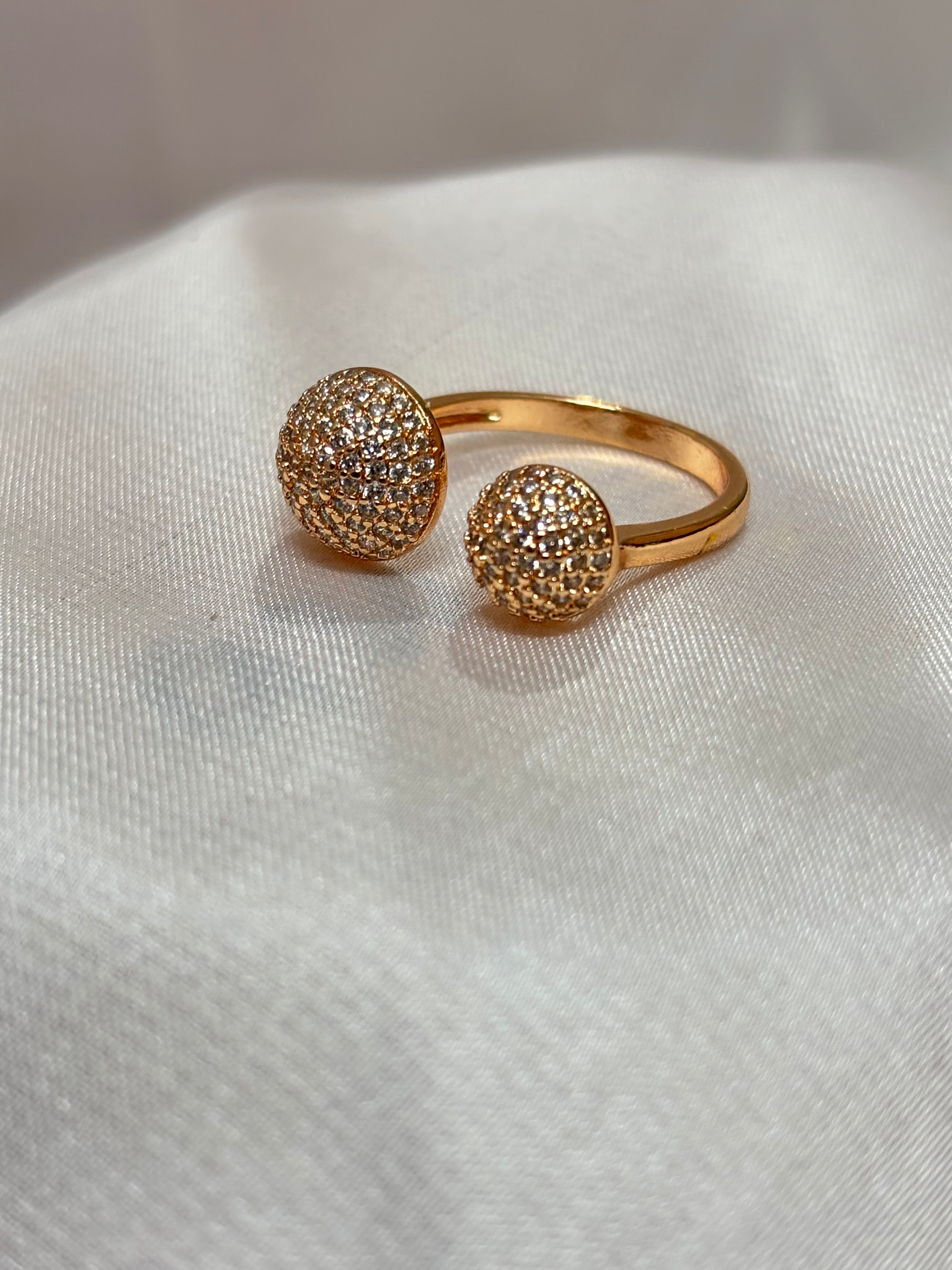 Golden Crystal Dome Ring