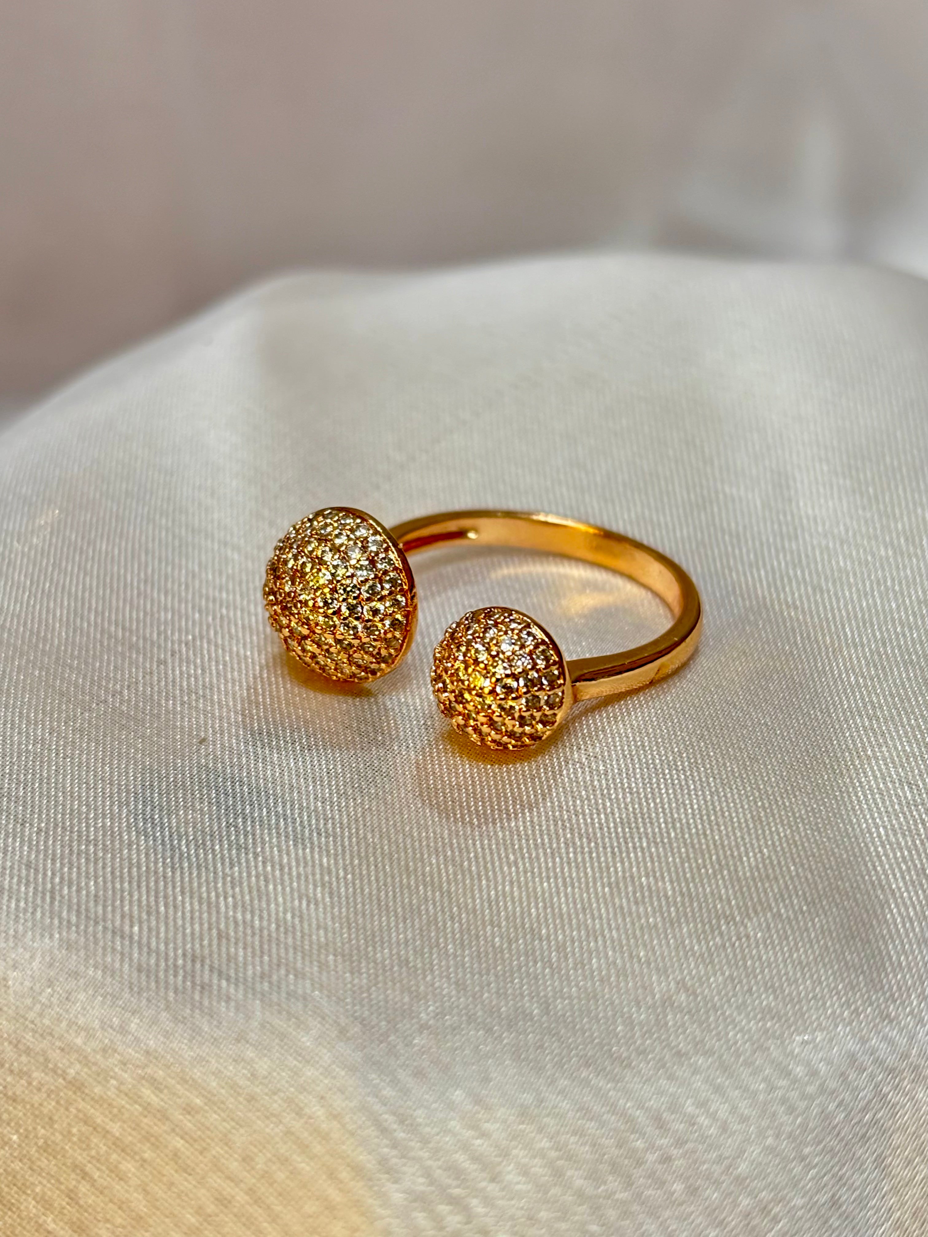 Golden Crystal Dome Ring