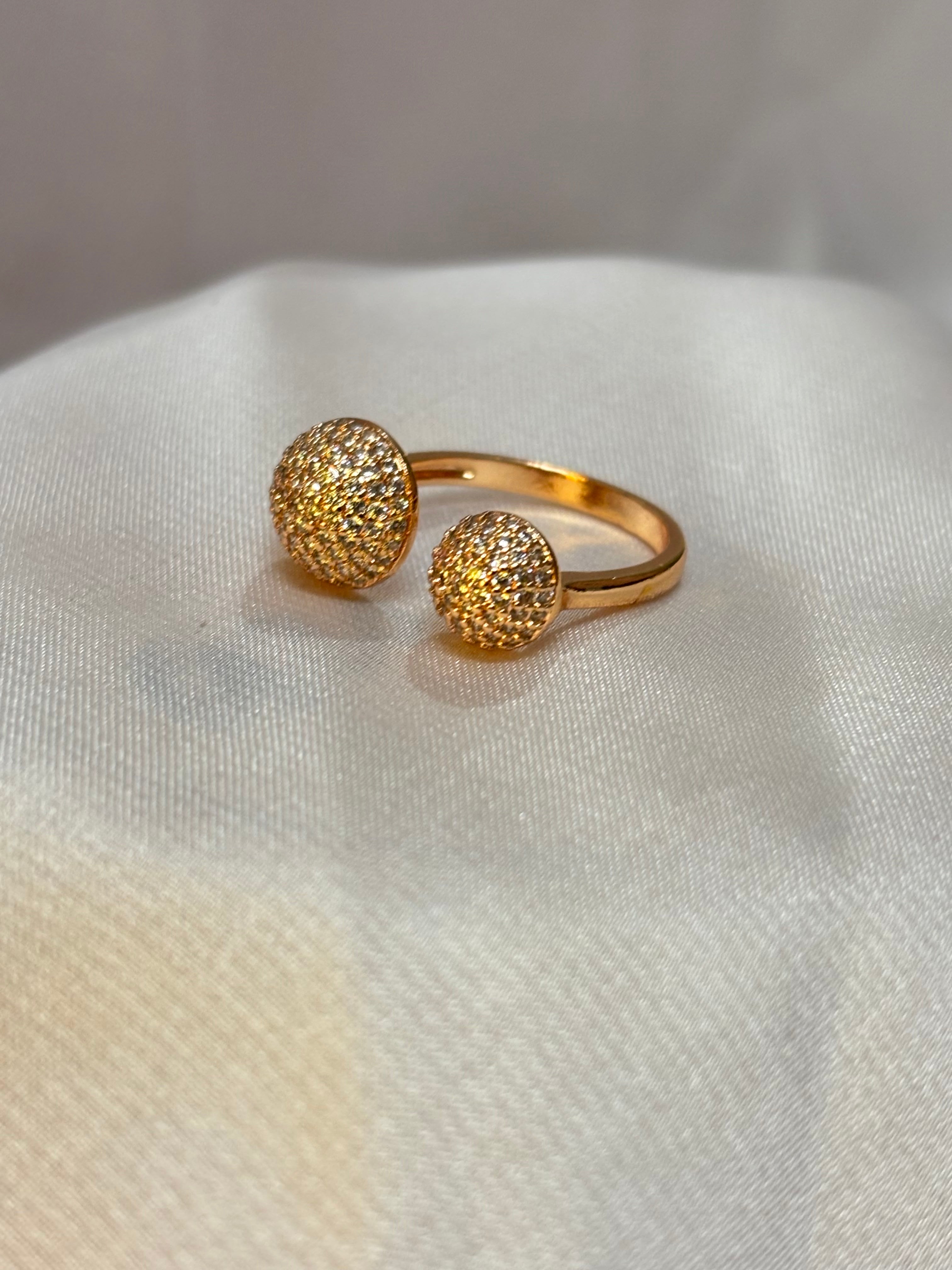 Golden Crystal Dome Ring
